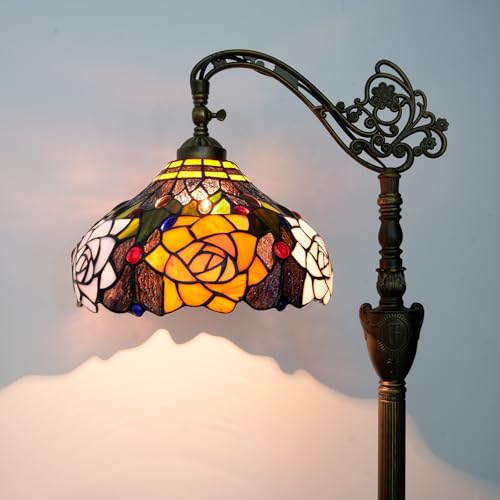 Tiffany Stehlampe Vintage Stehlampe Rose Blumen Stil Glasmalerei Stehlampe Rustikale Ecke Schwanenhals Stehlampe mit verstellbarem Winkel für Home Decor Wohnzimmer Schlafzimmer 12X12X63 Zoll Tiffany Stehlampe Vintage Stehlampe Rose Blumen Stil Glasmalerei Stehlampe Rustikale Ecke Schwanenhals Stehlampe mit verstellbarem Winkel für Home Decor Wohnzimmer Schlafzimmer 12X12X63 Zoll von Blivuself