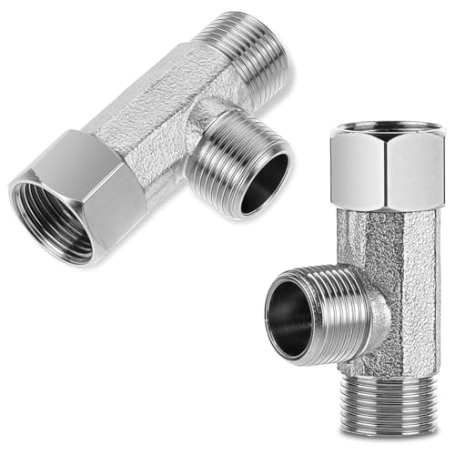 Blmirror 2 Stück Schlauchverschraubung T-Ventil T-Förmiger Adapter 3/8 X 1/2 Adapter T-Anschlussventil Aufteilung der Wasserversorgung T-Rohrverschraubung von Blmirror