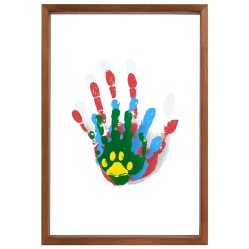 Blmirror Clear Family Handabdruck-Set - Geschenke für Junge Eltern. Erstellen Sie Bleibende DIY-Bastelarbeiten und Andenken. Holzrahmen Enthält Farbe. von Blmirror