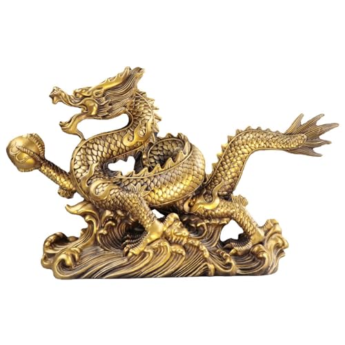 Blmirror Messing Chinesische Feng Shui Drachenstatue Haus Büro Gold Drache Tischschmuck für Reichtum und Erfolg Gute Glückliche Geschenke Blmirror Messing Chinesische Feng Shui Drachenstatue Haus Büro Gold Drache Tischschmuck für Reichtum und Erfolg Gute Glückliche Geschenke von Blmirror