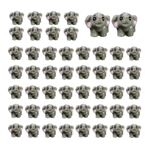 Blmirror Set mit 50 Winzigen Elefanten-Miniaturen – Mini-Figuren Aus Kunstharz mit Wildtieren zum Basteln von Blmirror