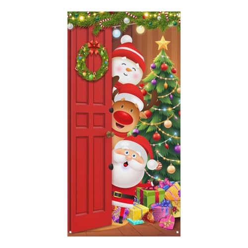 Weihnachtstürabdeckung, Weihnachtstürdekoration, Weihnachtsbaum-Türbanner Veranda-Schild, hängende Kulisse, Weihnachts-Türdekoration für Zuhause, Haustür, Winter, Innen- und Außenbereich Weihnachtstürabdeckung, Weihnachtstürdekoration, Weihnachtsbaum-Türbanner Veranda-Schild, hängende Kulisse, Weihnachts-Türdekoration für Zuhause, Haustür, Winter, Innen- und Außenbereich von Blob Bigomi
