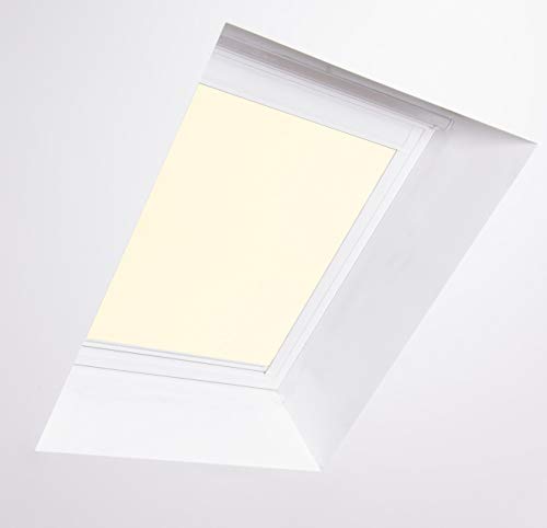 Bloc Blinds Dakstra Dachfenster, Weißer Aluminiumrahmen, cremefarben, S6A von Bloc Blinds