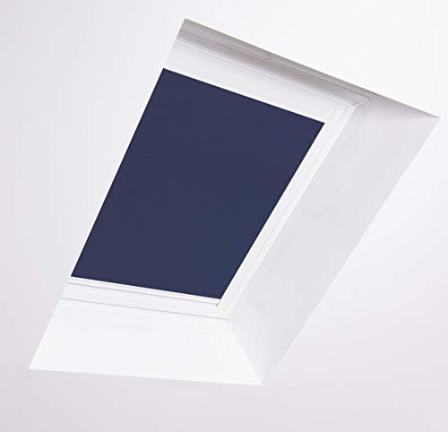 Bloc Jalousien für Velux Dachfenster, weißer Aluminiumrahmen, Marineblau, PK08 von Bloc Blinds