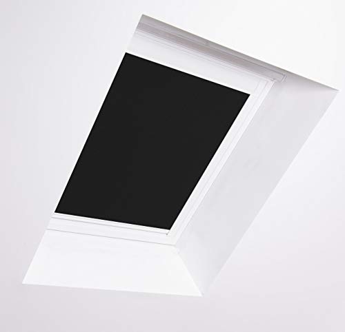 Bloc Jalousien für Velux Dachfenster, weißer Aluminiumrahmen, schwarz verdunkelnd, 206 von Bloc Blinds