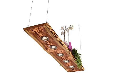 Blockholz-Schmiede Deckenlampe Holz geflammt für die Küche - Wohnzimmer vintage Hängelampe – Esszimmer Pendelleuchte – Deckenleuchte mit LED Beleuchtung (80cm 3 LEDs, 5w Dimmbar per Lichtschalter) von Blockholz-Schmiede