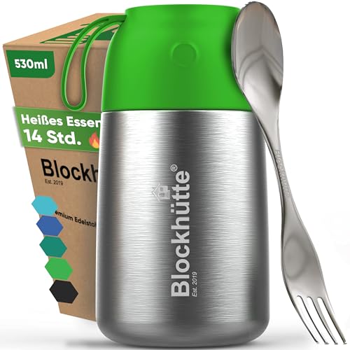 Blockhütte Edelstahl Thermo Lunchbox I 530 ml I Thermobehälter für Essen mit Göffel - Thermobecher Essen To Go auslaufsicher - Lunchbox Thermo Essensbehälter, Thermo Behälter Essen - Giftgrün Blockhütte Edelstahl Thermo Lunchbox I 530 ml I Thermobehälter für Essen mit Göffel - Thermobecher Essen To Go auslaufsicher - Lunchbox Thermo Essensbehälter, Thermo Behälter Essen - Giftgrün von Blockhütte