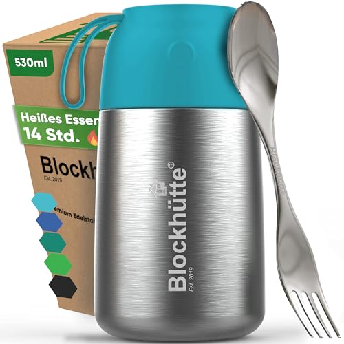 Blockhütte Edelstahl Thermo Lunchbox I 530 ml I Thermobehälter für Essen mit Göffel - Thermobecher Essen To Go auslaufsicher - Lunchbox Thermo Essensbehälter, Thermo Behälter Essen- Türkis Blockhütte Edelstahl Thermo Lunchbox I 530 ml I Thermobehälter für Essen mit Göffel - Thermobecher Essen To Go auslaufsicher - Lunchbox Thermo Essensbehälter, Thermo Behälter Essen- Türkis von Blockhütte