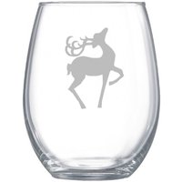 Geätztes Rentier-Weinglas Personalisiertes Feiertags-Trinkgeschirr von Blockislandarts