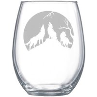 Geätztes Weinglas Mit Heulenden Wölfen Geschenk Für Liebhaber Der Waldnatur von Blockislandarts