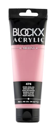 Blockx 60476BXC - Tube 120ml, feine Acrylfarbe, Acrylic Artist, deckend und satiniert, PW 6 PR 170 PV 19 Englischrosa Rosa, 1 Stück von Blockx