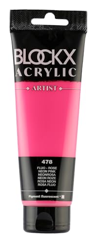 Blockx 60478BXC - Tube 120ml, feine Acrylfarbe, Acrylic Artist, transparent und satiniert, Neonfarbe Neonrosa mit Pigmenten, 1 Stück von Blockx