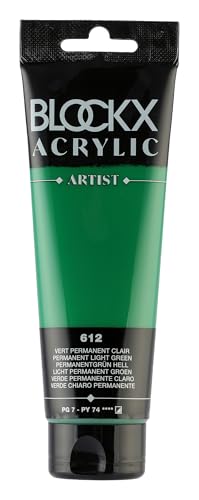 Blockx 60612BXC - Tube 120ml, feine Acrylfarbe, Acrylic Artist, halbdeckend und satiniert, PG 7 PY 74 Permanentgrün Hell, 1 Stück von Blockx