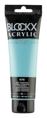 Blockx 60676BXC - Tube 120ml, feine Acrylfarbe, Acrylic Artist, deckend und satiniert, PW 6 PG 7 PB 15:3 Türkisgrün, 1 Stück von Blockx