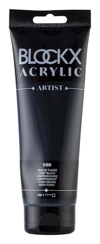 Blockx 61100BXC - Tube 250ml, feine Acrylfarbe, Acrylic Artist, deckend und satiniert, PBI 7 Rauchschwarz Schwarz, 1 Stück von Blockx