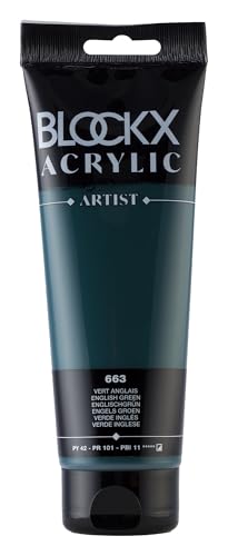 Blockx 61663BXC - Tube 250ml, feine Acrylfarbe, Acrylic Artist, halbdeckend und satiniert, PY 42 PR 101 PBI 11 Englisch Grün, 1 Stück von Blockx