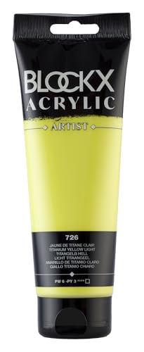 Blockx 61726BXC - Tube 250ml, feine Acrylfarbe, Acrylic Artist, deckend und satiniert, PW 6 PY 3 Titangelb Hell, 1 Stück von Blockx