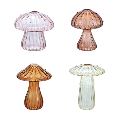 BlogBlog Glas-Pilzvase, Mini-Pilzvase, Blumenvase, kreative Pilz-Glasvase, Pflanze, Hydrokultur-Kunstpflanze, Tischvase (4 Farben) von BlogBlog