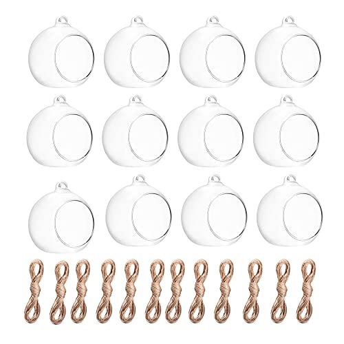 BlogBlog Hängender Glas-Kerzenhalter, Globus-Glas-Teelichthalter, hängende Glasvase, Blumenpflanzen, Terrarium, Glaskugeln, Behälter, Mikro-Landschaft, DIY für Zuhause, Büro, Hochzeit (8 cm, 12 Stück) von BlogBlog