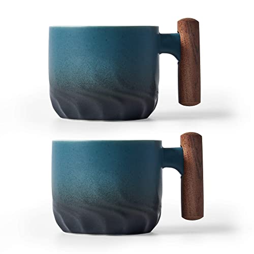 BlogBlog Keramik Espressotassen mit Holzgriff Espresso Schnapsbecher Keramik Teetassen Porzellan Demitasse Tassen für Kaffee oder Tee, 85 ml von BlogBlog