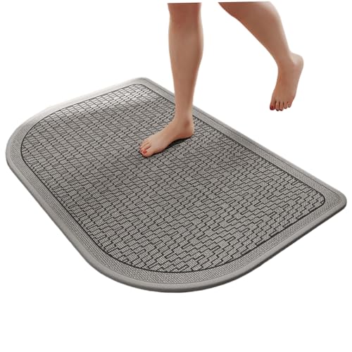 Blogiiup Badeenteppich, graue Badematte, 15 x 24 Zoll schnelles Trocknungs-Badezimmermatte, Nicht rutscher Duschteppich für Zuhause, Büro, Hotel, Badezimmer von Blogiiup