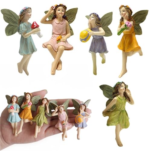 Blogiiup Fairy Garden Figuren, 1 Set Mini Fairy Figuren, Harz Miniaturgarten Engel für Miniatur -Rasenzubehör Mikrolandschaft Topf, Feen Blogiiup Fairy Garden Figuren, 1 Set Mini Fairy Figuren, Harz Miniaturgarten Engel für Miniatur -Rasenzubehör Mikrolandschaft Topf, Feen von Blogiiup