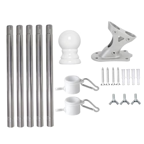 Blogiiup Flaggenhalter, Flaggenmasthalter für Außenhause, 6ft Heavy Duty Metal House Pole Kit, verwirrungsfreies Spinn-Fahnenmast für die Dekoration im Freien Veranda, Klammer von Blogiiup