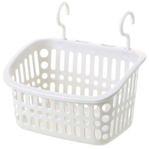 Blogiiup Hängende Duschkaddy, hängende Duschkorb 9x7x5 Zoll entleerte belüftete hängende Duschkaddy mit Kleiderbügel stabil reibungsloser weißer PP Dusch Organizer für Badezimmer, Duschkorb von Blogiiup