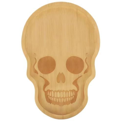 Blogiiup Halloween -Servierschale, Halloween -Serviergerichte Holzschale 12x7.9x0.6 Wurstwarenbrett gruselig Schädel Dekorative Gericht für Party, Wurstwarenbrett von Blogiiup