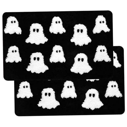 Blogiiup Halloween Teppich, 2pcs Halloween-Türmatte 24x16 süßer Geister Willkommensmatte Nicht rutschfest von Blogiiup