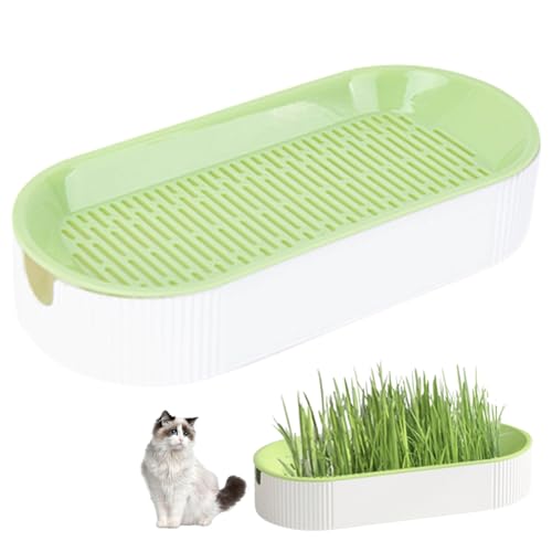 Blogiiup Katzengrasanpflanzungsbehälter, Kindergarten selbst bewässert Katze Gras Pflanzbehälter SOILLON POTS Fensterbox Hydroponic Pflanzer Kindergarten für Kätzchen (Nein) von Blogiiup