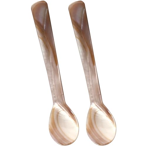 Blogiiup Kaviarlöffel Mutter von Perle, Kaviarlöffel, 2pcs Mutter des Perlenlöffels, 4,7 '' kleine Servierlöffel für Gläser, winzige Löffel mit runden Griff für Kaviarei -Servierungen von Blogiiup