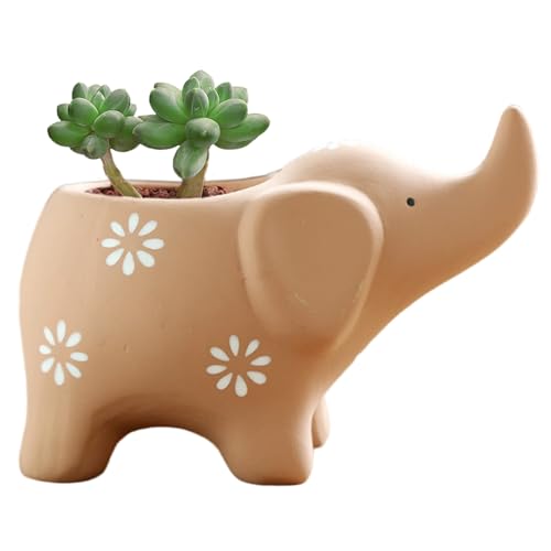 Blogiiup Kleine saftige Töpfe, niedliche elefantförmige Keramik kleine saftige Töpfe, lustiger Mini -Tierpflanzer für Innenhäuser Gartenbüro Desktop -Dekoration, Keramikpflanztopf, Gelb gelb von Blogiiup