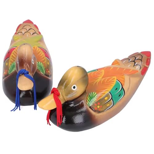 Blogiiup Mandarin Duck, 2pcs Entenstatue, farbenfrohe handgemalte hölzerne Mandarin Liebe Tierkunst Skulptur für Hauskollektible Hochzeit Yard Dekor, Dekor von Blogiiup