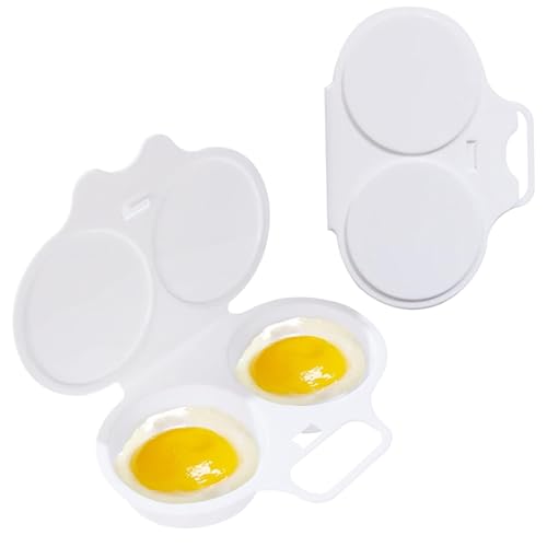Blogiiup Mikrowave -Eierkocher 2pcs Food Grade PP Mikrowave -Eierwilderer mit Deckel 2 Tassen mit hitzebeständigem Mikrowelleneihersteller mit Deckel gehandhabt von Blogiiup