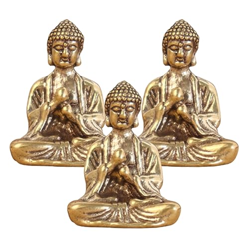 Blogiiup Mini Buddha Sitzen Figur, 3PCS Miniatur tragbare dekorative Statue -Geschenkdekoration für Hotelbüro Wohnzimmer Meditieren von Blogiiup