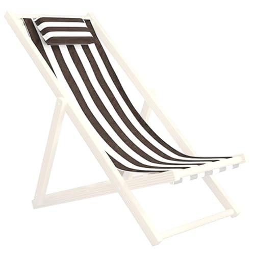 Blogiiup Slingstuhl Ersatzstoff, 45x17 Zoll Klapper Außenstuhl Ersatzstoff mit Kissenbezug, braunen und weißen Streifen für Zuhause, Strand, Balkon, Terrasse Schlinge von Blogiiup