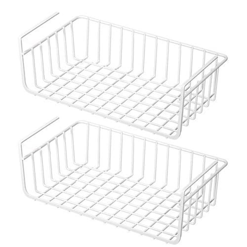 Blogiiup Unter dem Regal Storage Basket, 2pcs Metalldraht unter Regal Organizer, Nicht-Schlupf-Drahtkorb Organizer, 12.4 x 8,5 Zoll unter Schrankkorb für die Küchenspeisekammer von Blogiiup