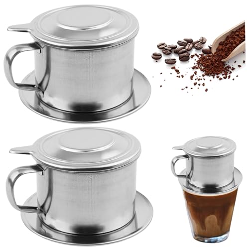 Blogiiup Vietnamesischer Kaffeefilter, 2pcs Vietnamesische Kaffee Dripper Edelstahl Filter Professionelles Waschantrieb wiederverwendbares Café -Accessoires, Zubehör von Blogiiup