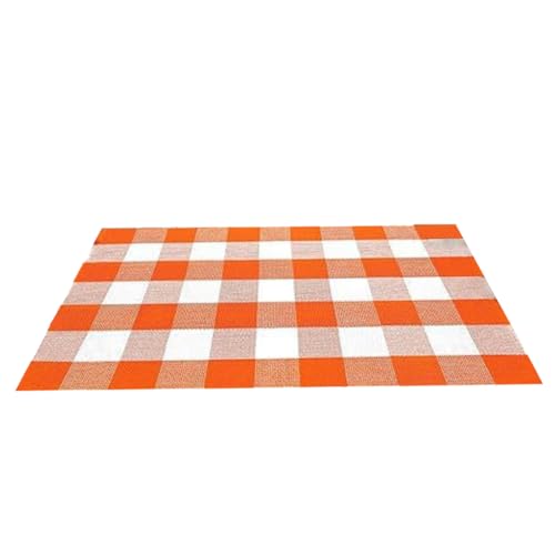 Buffalo Plaid Teppich, Buffalo Plaid Teppich, 24x35 -Zoll -Orange und Weiß karierte, nicht schlupfbare, waschbare Haustürmatte für Thanksgiving Day Veranda, Eingang, Küche, Bauernhaus, Haustürmatte von Blogiiup