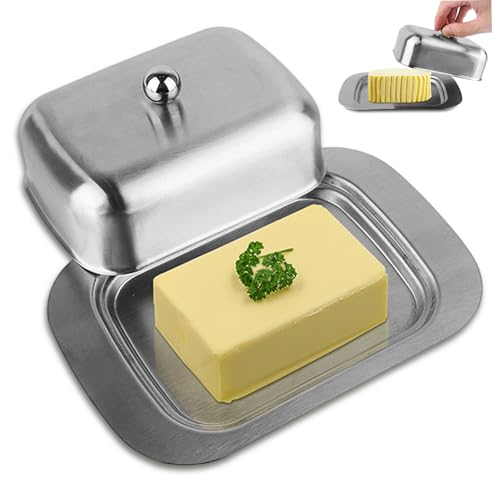 Butterschale mit Deckel, Edelstahl Buttergericht, elegant mit Deckel Dessert Schüssel Käse Brotbox Abdeckung mit Griff für Heimküche von Blogiiup
