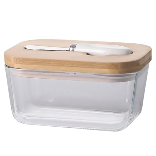 Butterschale mit Deckel und Messerglas fein versiegelter Butterhalter Spülmaschine Safe 6, 5 x 4, 6 x 3, 4 Zoll Rechteckige Käsegerichte für Haushaltsrestaurant, Behälter von Blogiiup