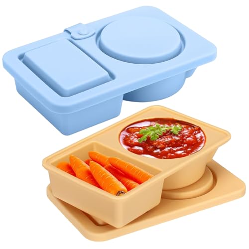 Doppelkompartiment-Container 2PCS-Leckdosen-Prognose-Container mit Deckel und Löffelhalter tragbarer Silikonsauce/Snack-/Gewürzbehälter für Take-out, Outing, Gewürze von Blogiiup