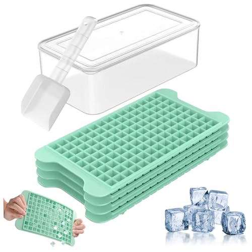 Eiswürfelbehälter für Gefrierschrank, Eiswürfelschale, 4 Schichten x 135 Gitterschale mit Deckel und Mülleimer, einfache Freisetzungskunststoffform mit Schaufel für Gefrierschrank, Container kostenlo von Blogiiup