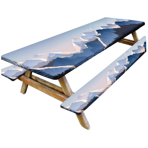 Elastische Picknicktischabdeckung, 3pcs/Set -Picknicktischabdeckung mit Bankabdeckungen 8 Fuß wasserdichte Abdeckungen mit elastischen Camping -Tischdecken für Camping, Style 2 von Blogiiup