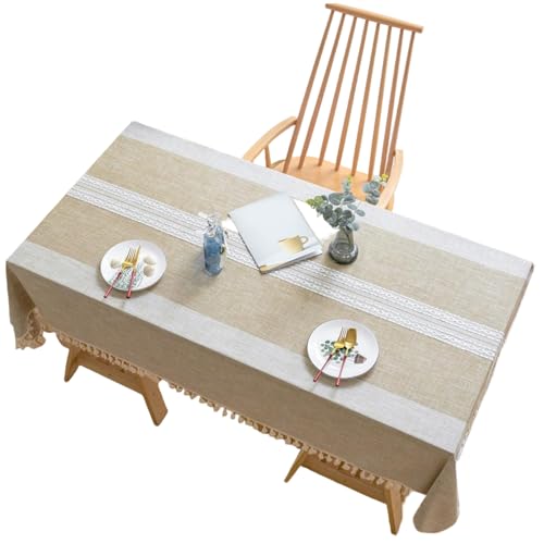Kleine Rechteck -Tischdecke, Bauernhaus Tischtuch 55x87 Weiche Baumwolle Langes Rechteck Bauernhaus Tischdecke mit Quasten ESS-/Party/Buffet/Hochzeit, Langer Tischtuch von Blogiiup