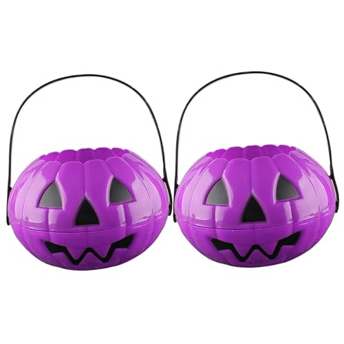 Kürbiseimer, Kürbiseimer 2PCS 7 Tragbarer Eimer mit Abnehmbarer wiederverwendbarer Halloween -Süßigkeiten -Bonbier für Kinder Trick oder Lecker von Blogiiup