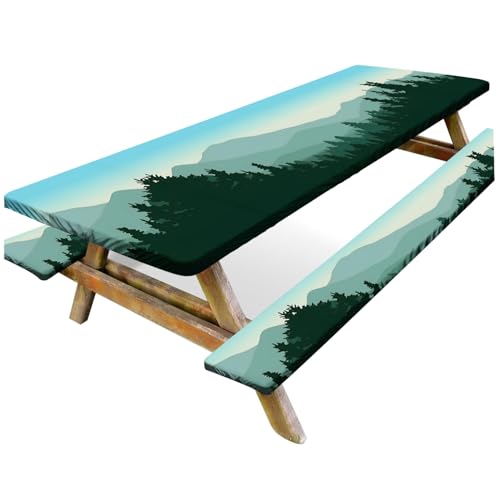 Blogiiup Picknicktischabdeckung, 3pcs/Set -Set -Picknicktischabdeckung mit Bankabdeckungen, 30 x 72 Zoll elastischer winddes Out Blogiiup Picknicktischabdeckung, 3pcs/Set -Set -Picknicktischabdeckung mit Bankabdeckungen, 30 x 72 Zoll elastischer winddes Out von Blogiiup
