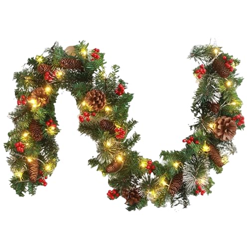 Prelit -Weihnachtsgirlande, Weihnachtsgirlande, 6ft 30Les Prelit, künstlich beleuchtet mit Kiefernkegeln & rote Beeren, Batterie für Mantel betrieben Prelit -Weihnachtsgirlande, Weihnachtsgirlande, 6ft 30Les Prelit, künstlich beleuchtet mit Kiefernkegeln & rote Beeren, Batterie für Mantel betrieben von Blogiiup