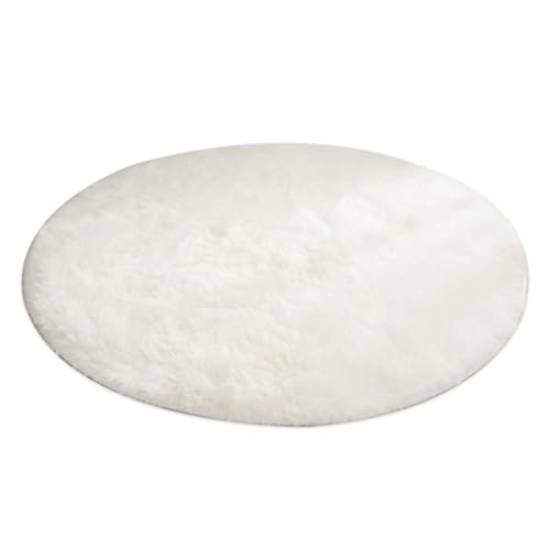 Runder weißer Teppich, weißer Flauschiger Teppich, 39 Zoll weich bequemer runder, rutscher, maschinenwaschbarer Bereich für Schlafzimmer Wohnzimmer, Bereich Runder weißer Teppich, weißer Flauschiger Teppich, 39 Zoll weich bequemer runder, rutscher, maschinenwaschbarer Bereich für Schlafzimmer Wohnzimmer, Bereich von Blogiiup